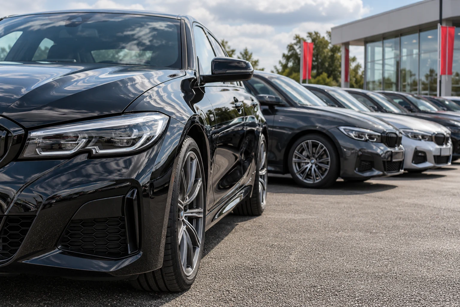 Cars outside a dealership, illustrating SEO for car dealerships
